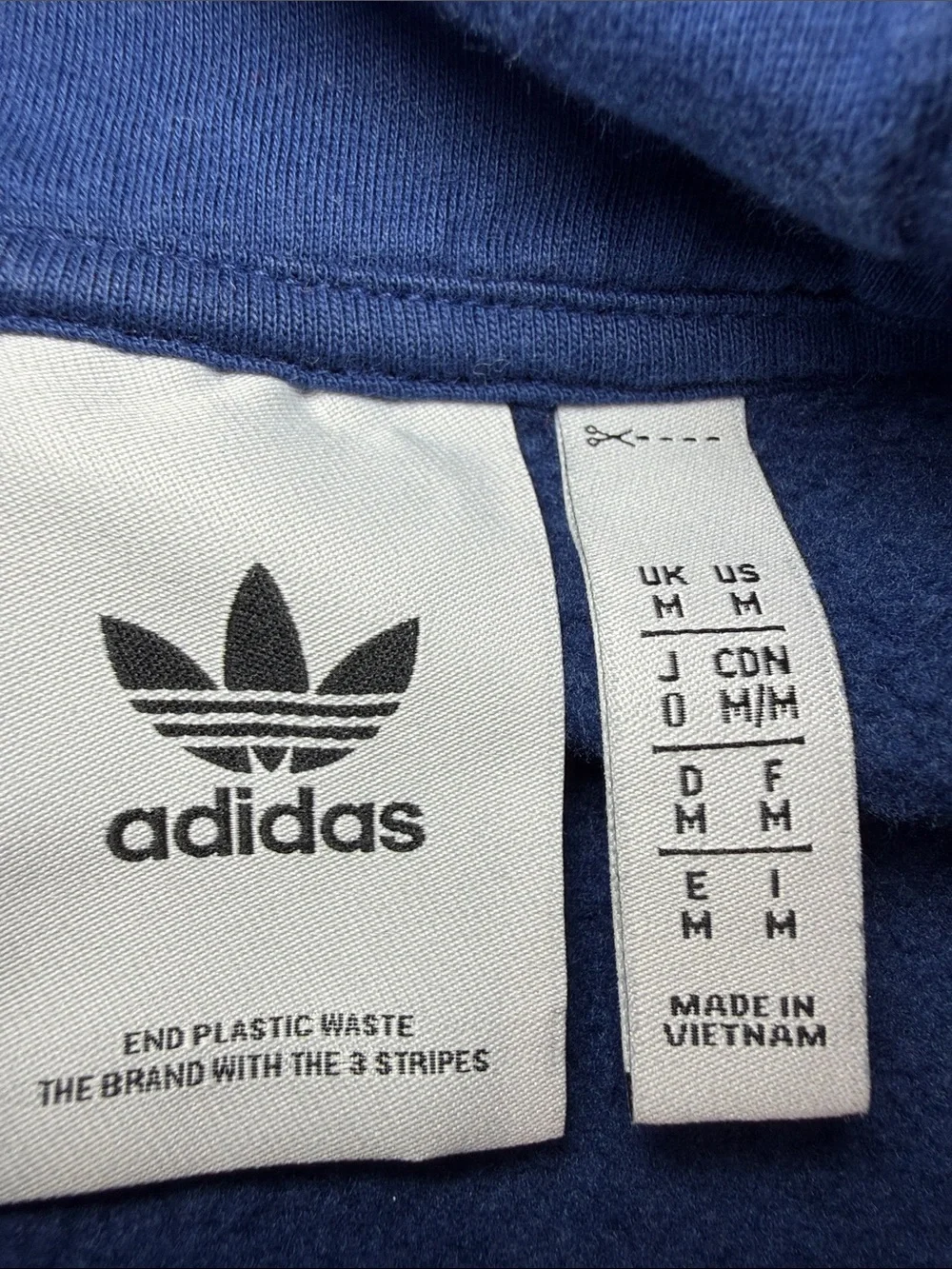 Adidas Originals Itasca 20 Half Zip Hoodie Navy Blue 3 Stripe Men’s Medium